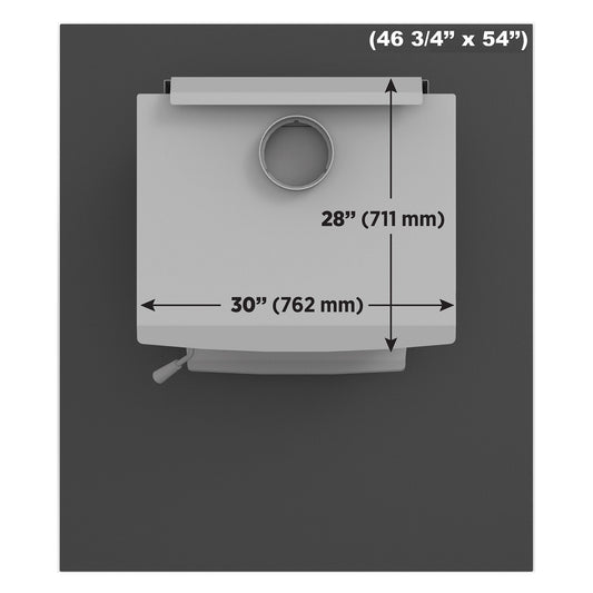 Drolet AC02788 maximum stove size diagram 28 x 30 inches