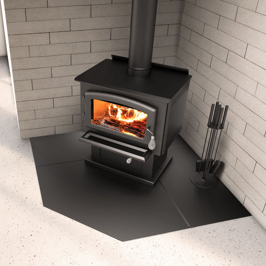 Drolet AC02790 corner hearth pad installation setup