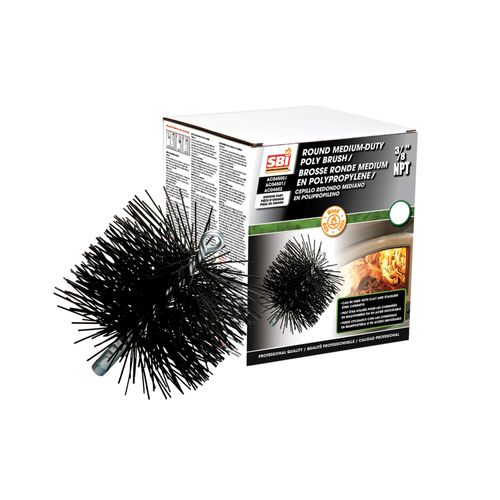6 inch round polypropylene chimney sweep brush for stainless steel liners and Class A chimney pipe