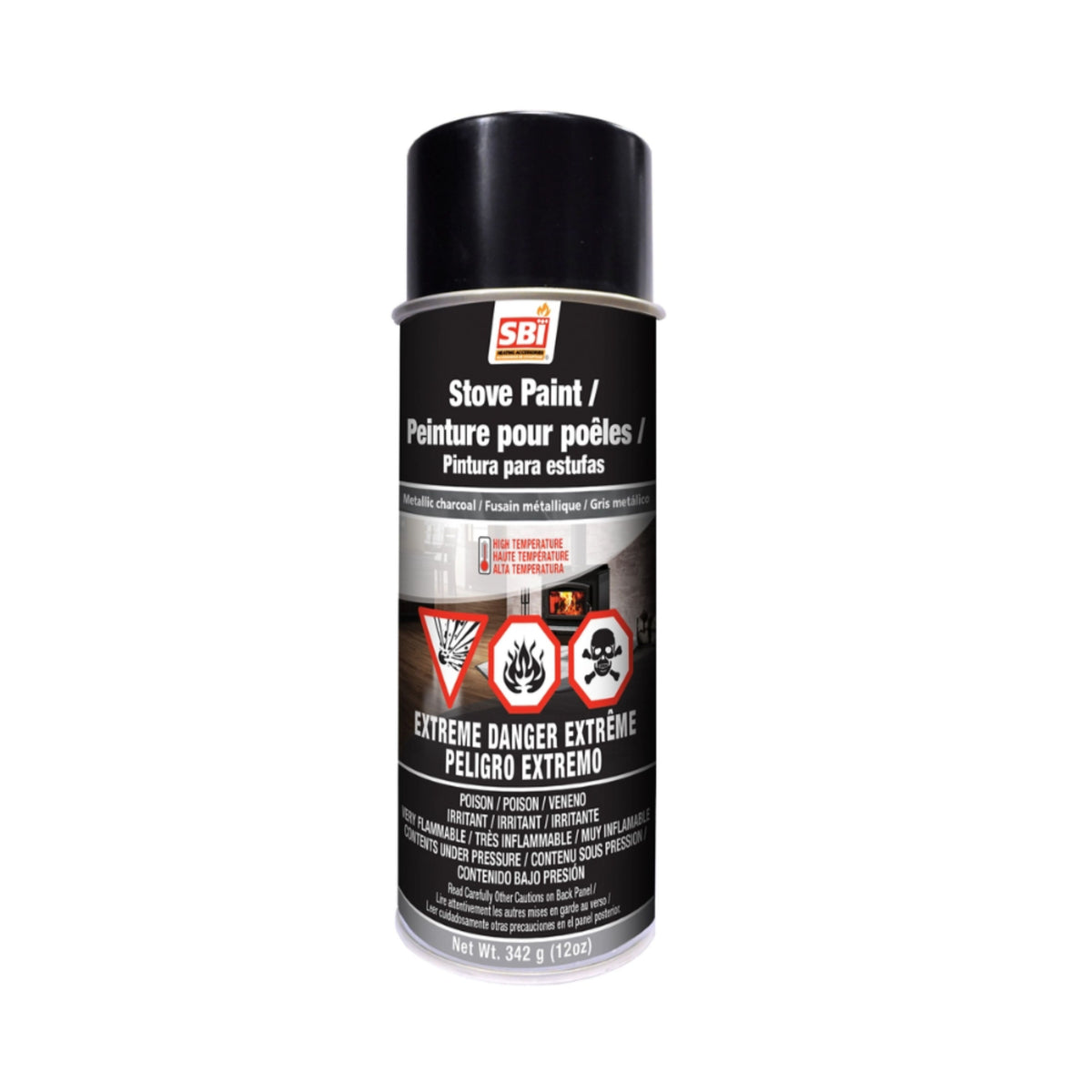 Metallic Charcoal High-Temp Stove Paint (12 oz Aerosol) — can view