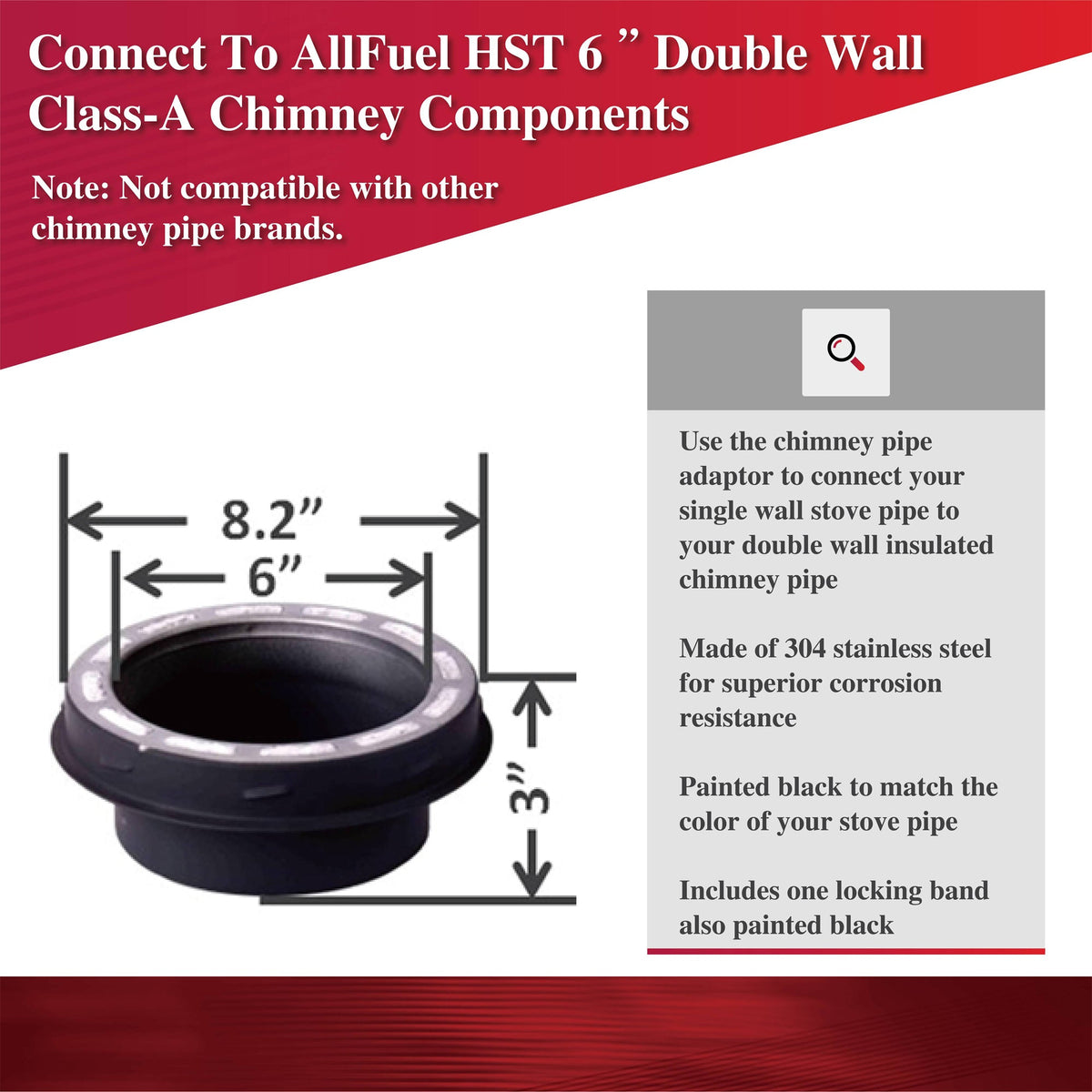 Stove Pipe Adapter 6" — AllFuel HST