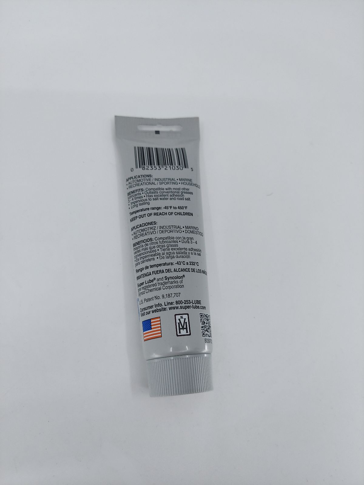 Super Lube grease tube back label