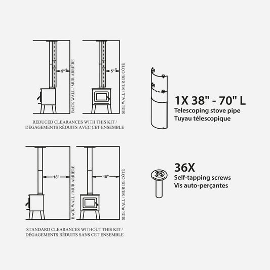 Heat Shield Kit for 6" Black Single Wall Stove Pipe — kit contents diagram