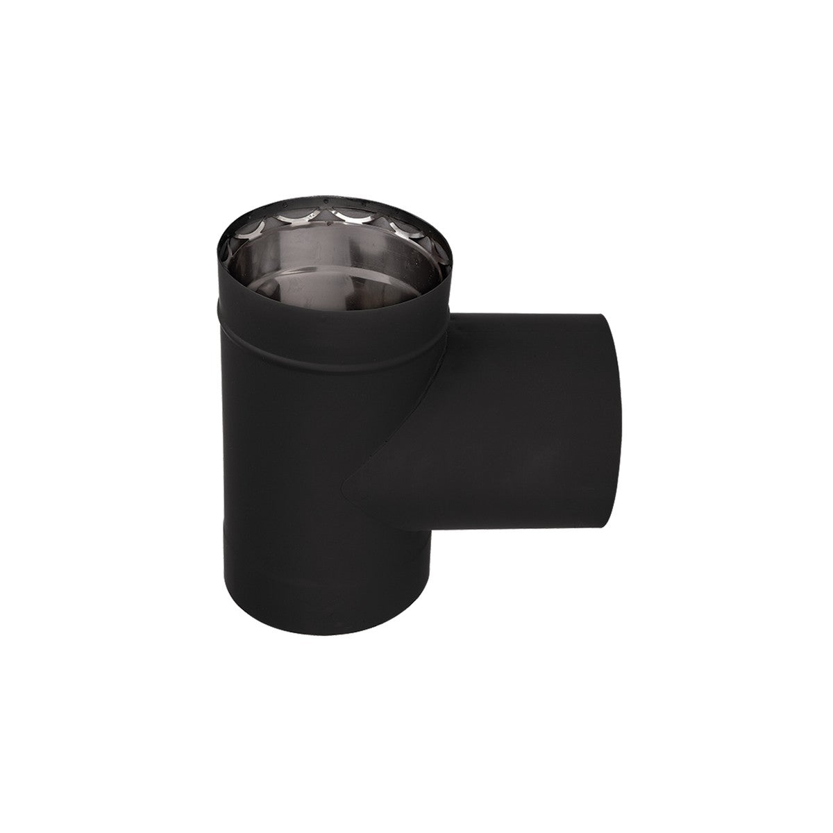 Vortex VOD0110 tee with cap, 6 inch double-wall black pipe