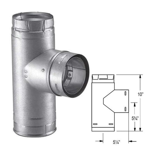 DuraVent 3" PelletVent Pro Single Tee with Clean-Out Tee Cap, Galvalume