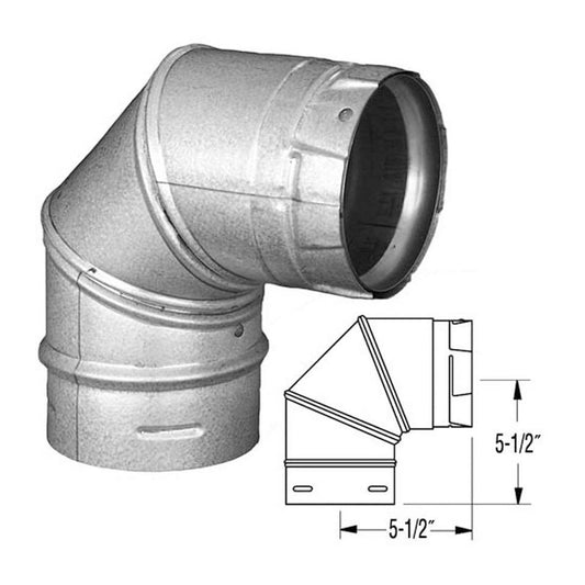 DuraVent 3" PelletVent Pro 90° Elbow, Galvalume