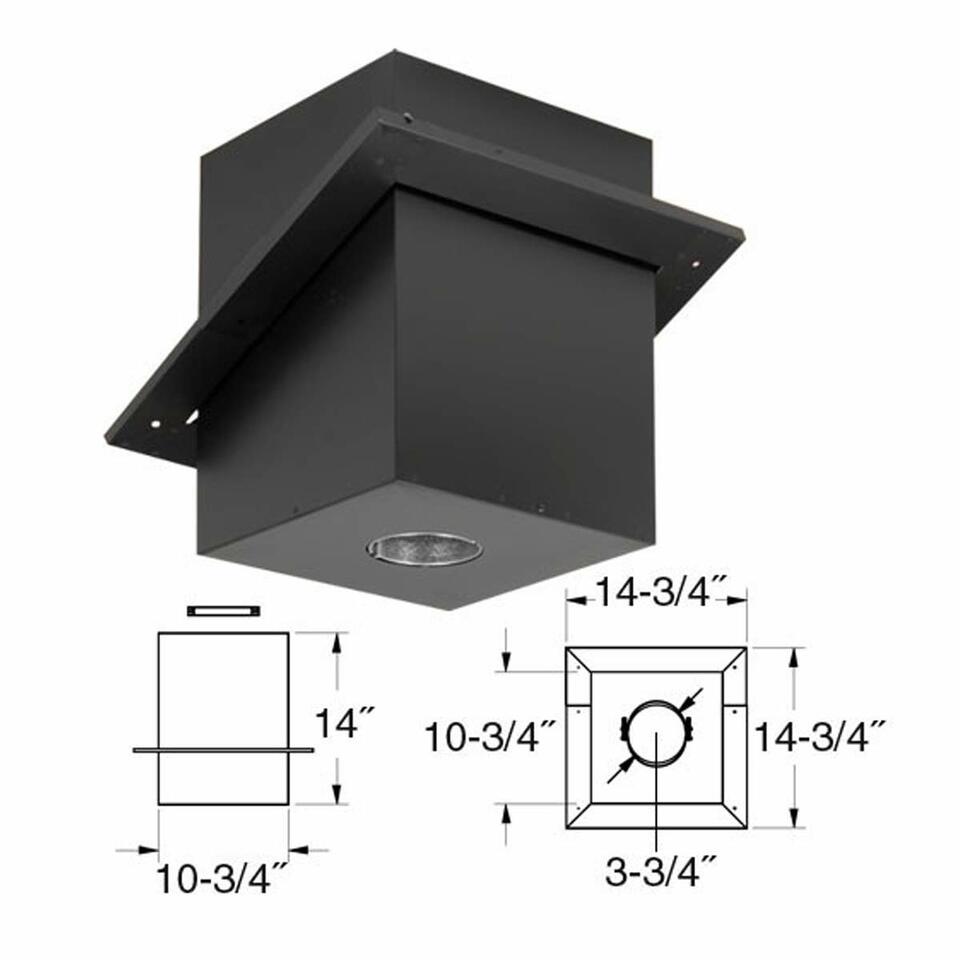 DuraVent 3" PelletVent Pro cathedral ceiling support 3PVP-CS — dimensions