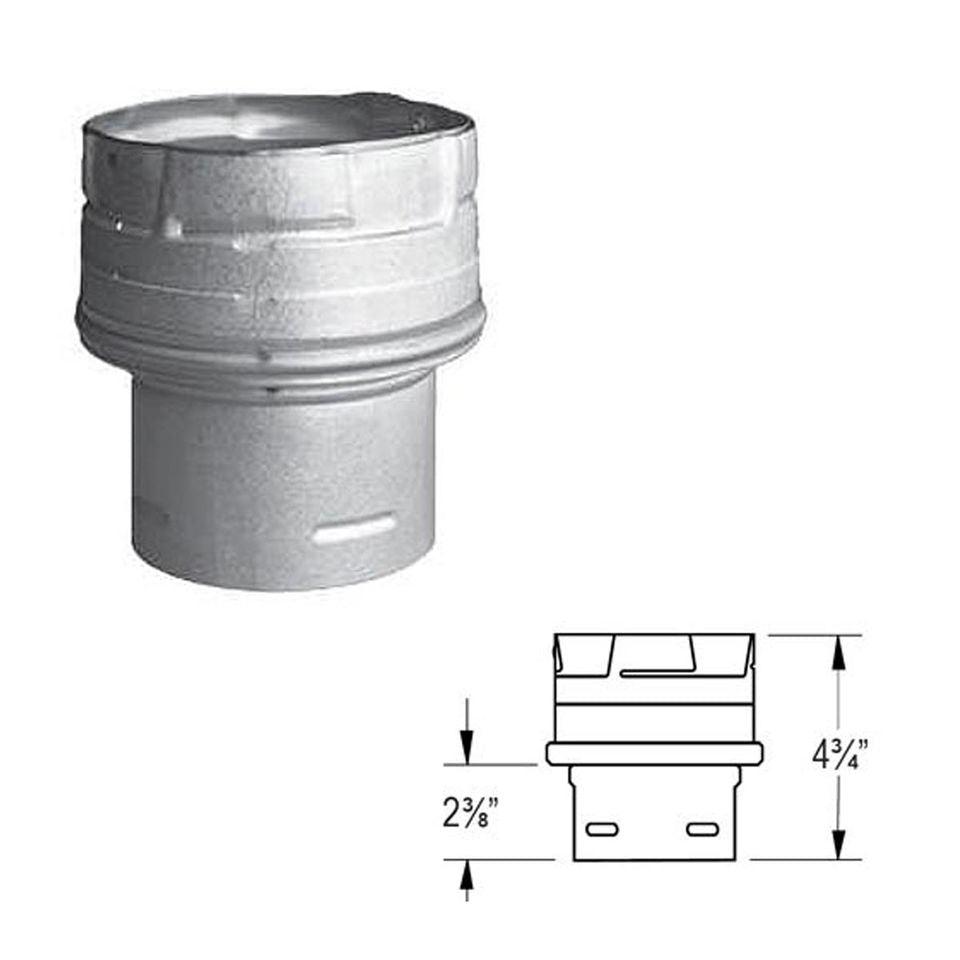 DuraVent 3" to 4" PelletVent Pro in-line increaser 3PVP-X4