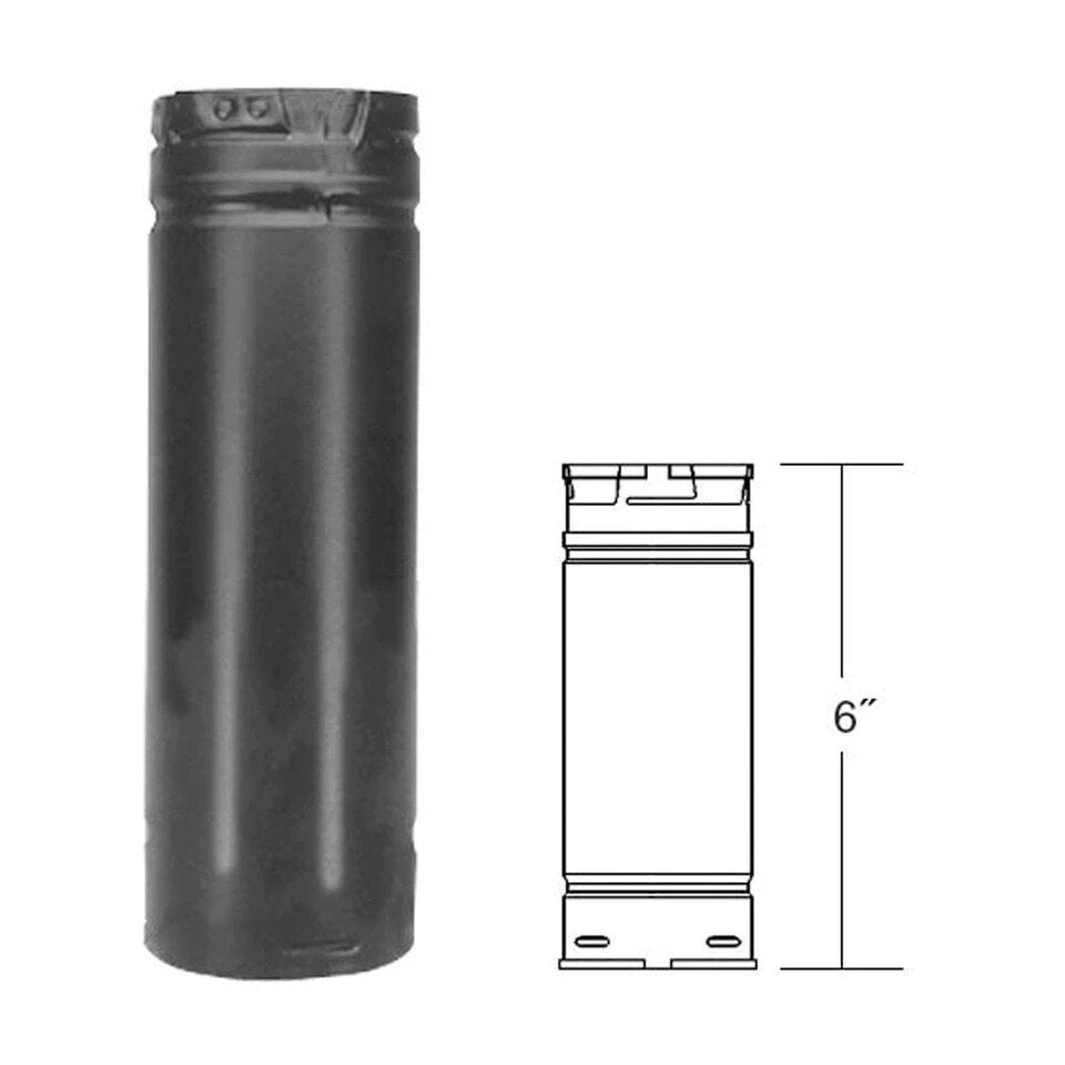 DuraVent 4" PelletVent Pro pellet vent pipe, 6" / Black