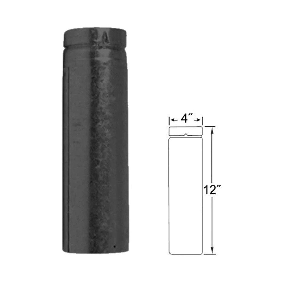 DuraVent 4" PelletVent Pro pellet vent pipe, 12" / Black