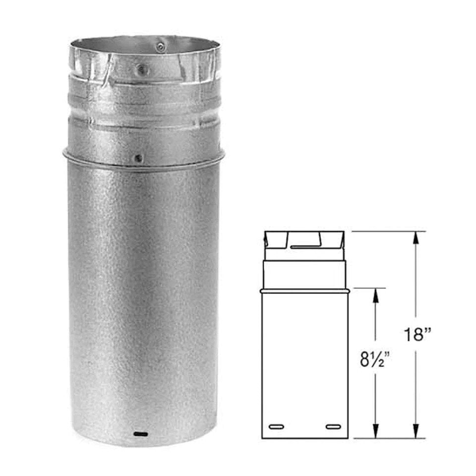 DuraVent 4" PelletVent Pro pellet vent pipe, 18" / Galvalume