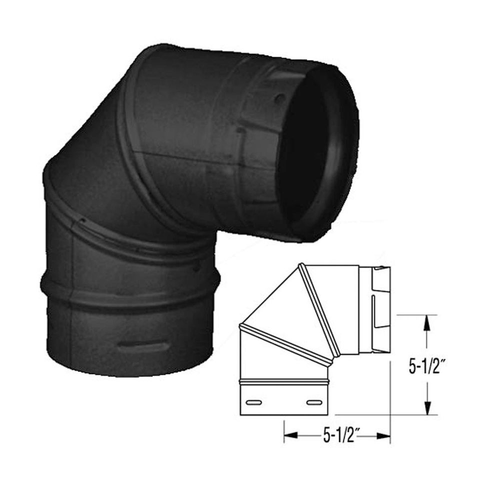 DuraVent 4" PelletVent Pro 90 degree elbow, Black