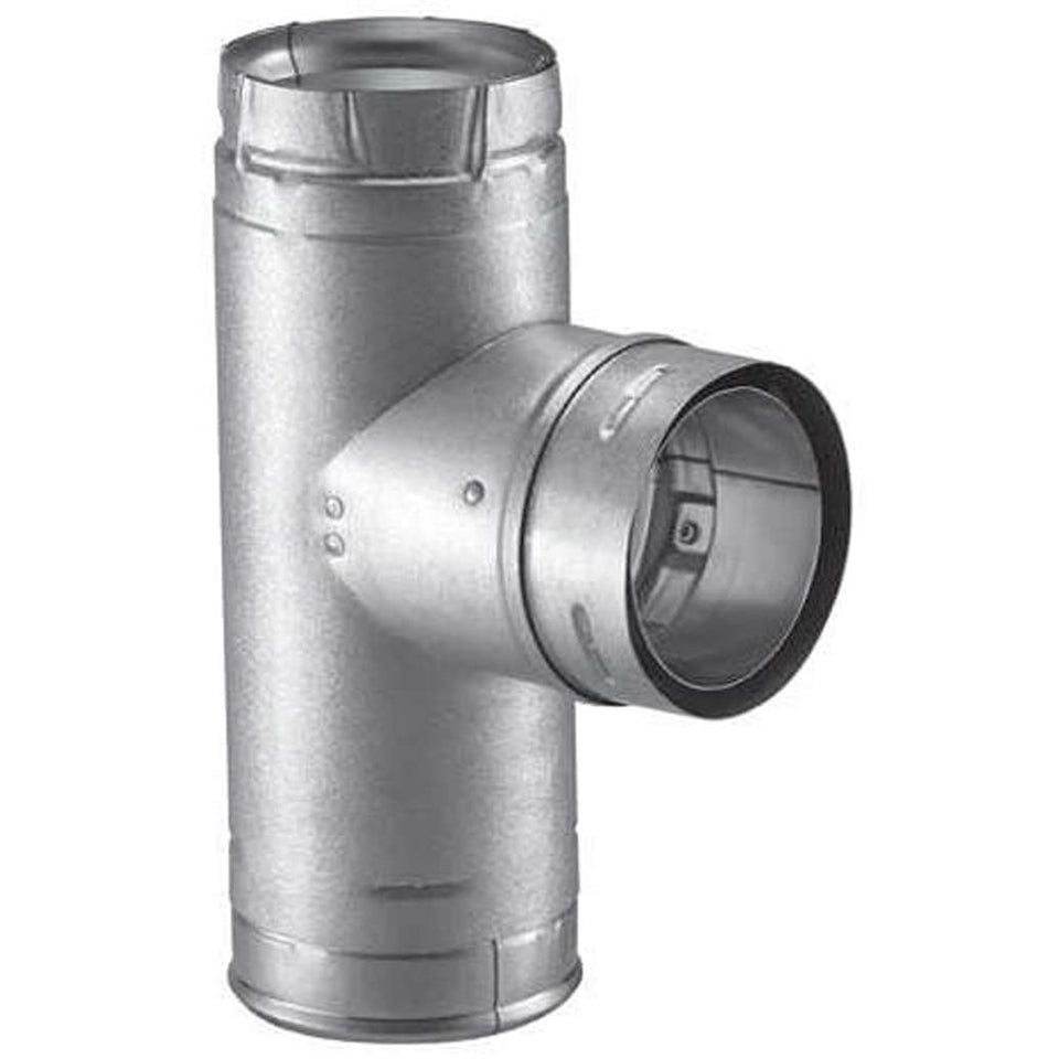 DuraVent 4" PelletVent Pro single tee with clean-out tee cap, Galvalume