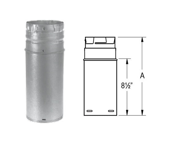 DuraVent 4" PelletVent Pro pellet vent pipe, 12" Adjustable / Galvalume