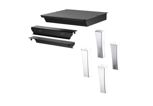 Brushed nickel cast iron flared legs with ash drawer for the Enerzone Solution 2.3 wood stove — AC01294
