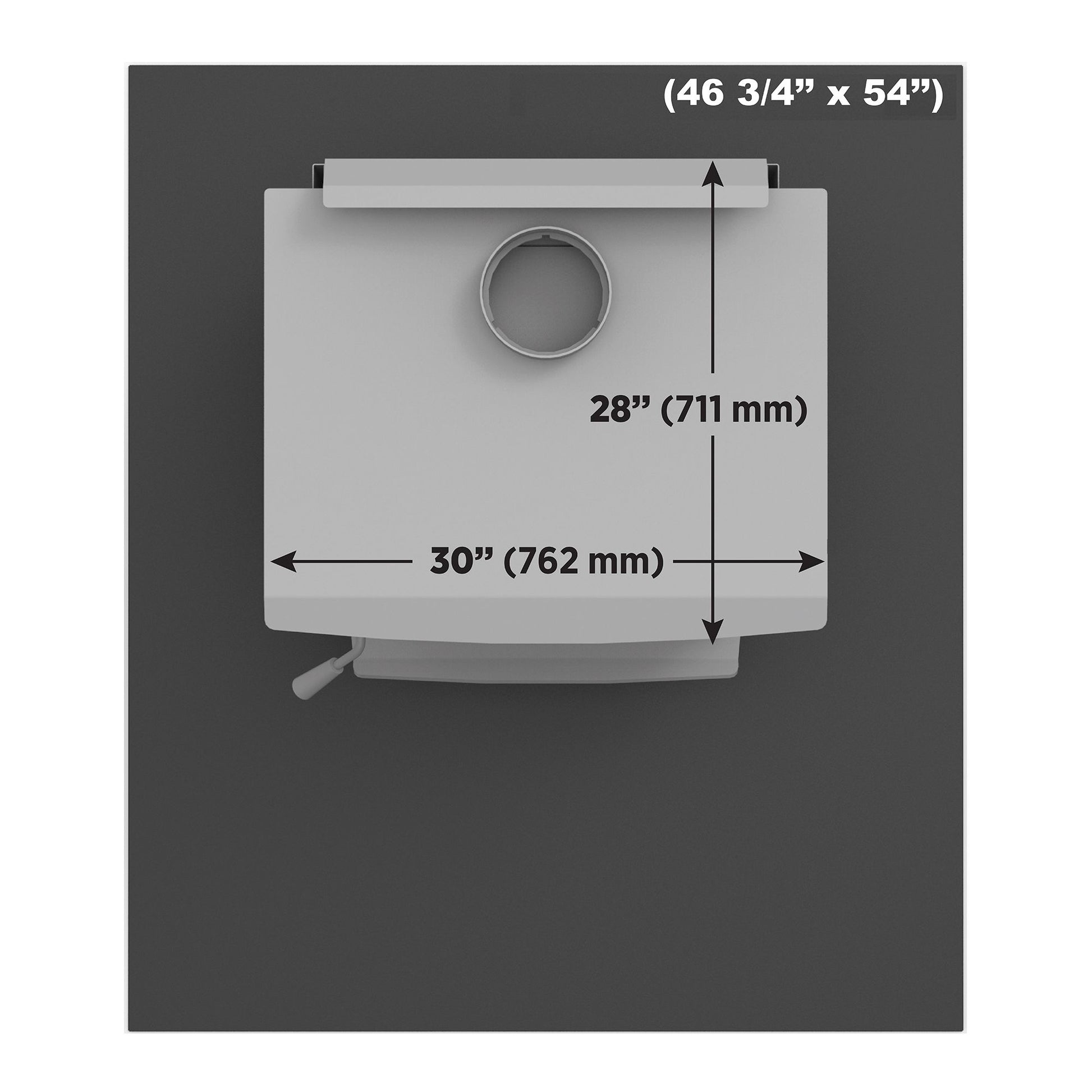 Drolet AC02758 maximum stove size diagram 28 x 30 inches