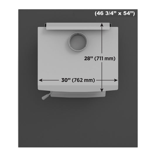 Drolet AC02758 maximum stove size diagram 28 x 30 inches