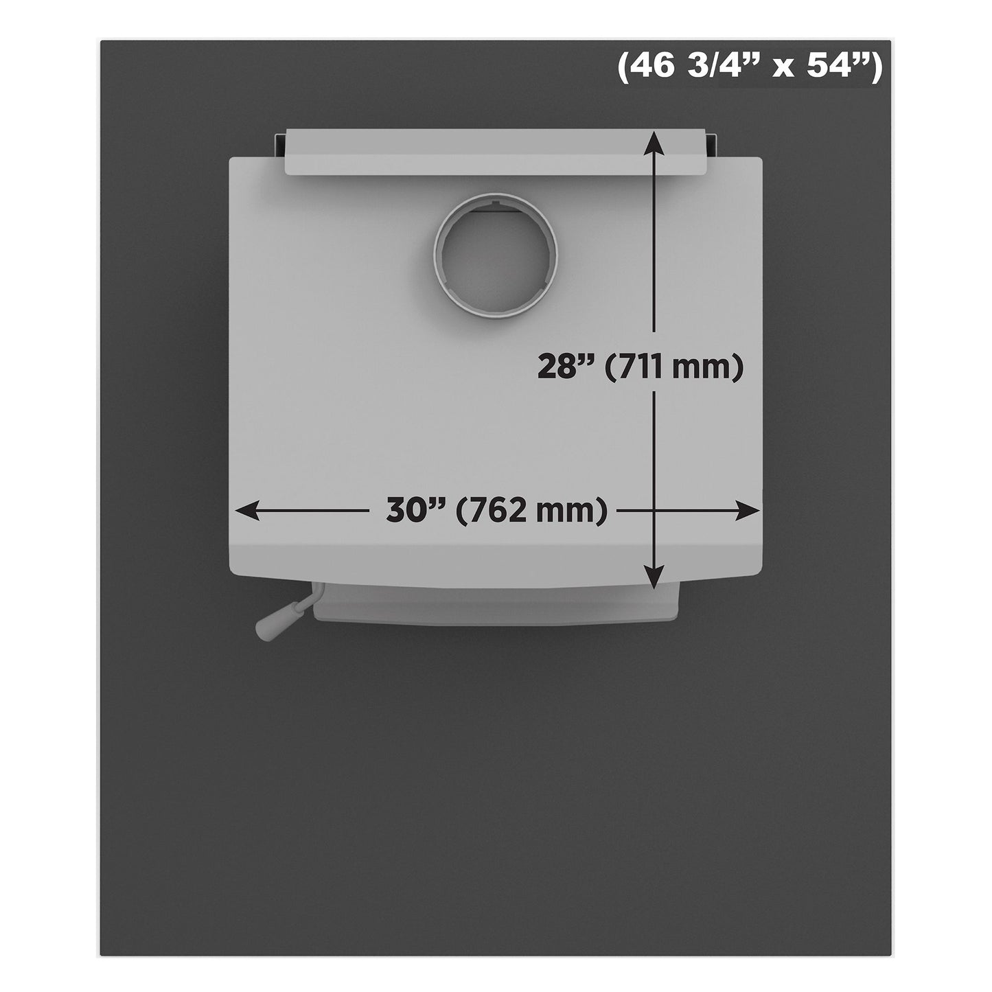 Drolet AC02788 maximum stove size diagram 28 x 30 inches