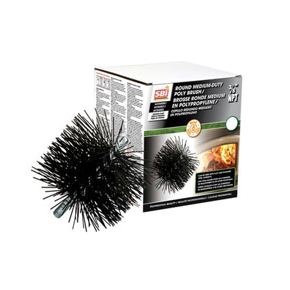 6 inch round polypropylene chimney sweep brush for stainless steel liners and Class A chimney pipe