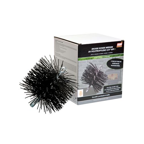 8 inch round polypropylene chimney sweep brush for stainless steel liners and Class A chimney pipe