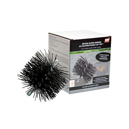 8 inch round polypropylene chimney sweep brush for stainless steel liners and Class A chimney pipe