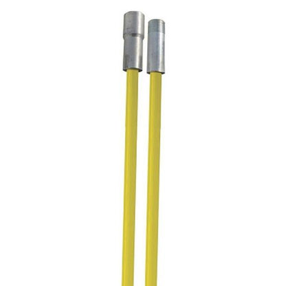 5 foot fiberglass chimney sweep rods with 3/8 inch NPT threaded ends included in the chimney sweep kit