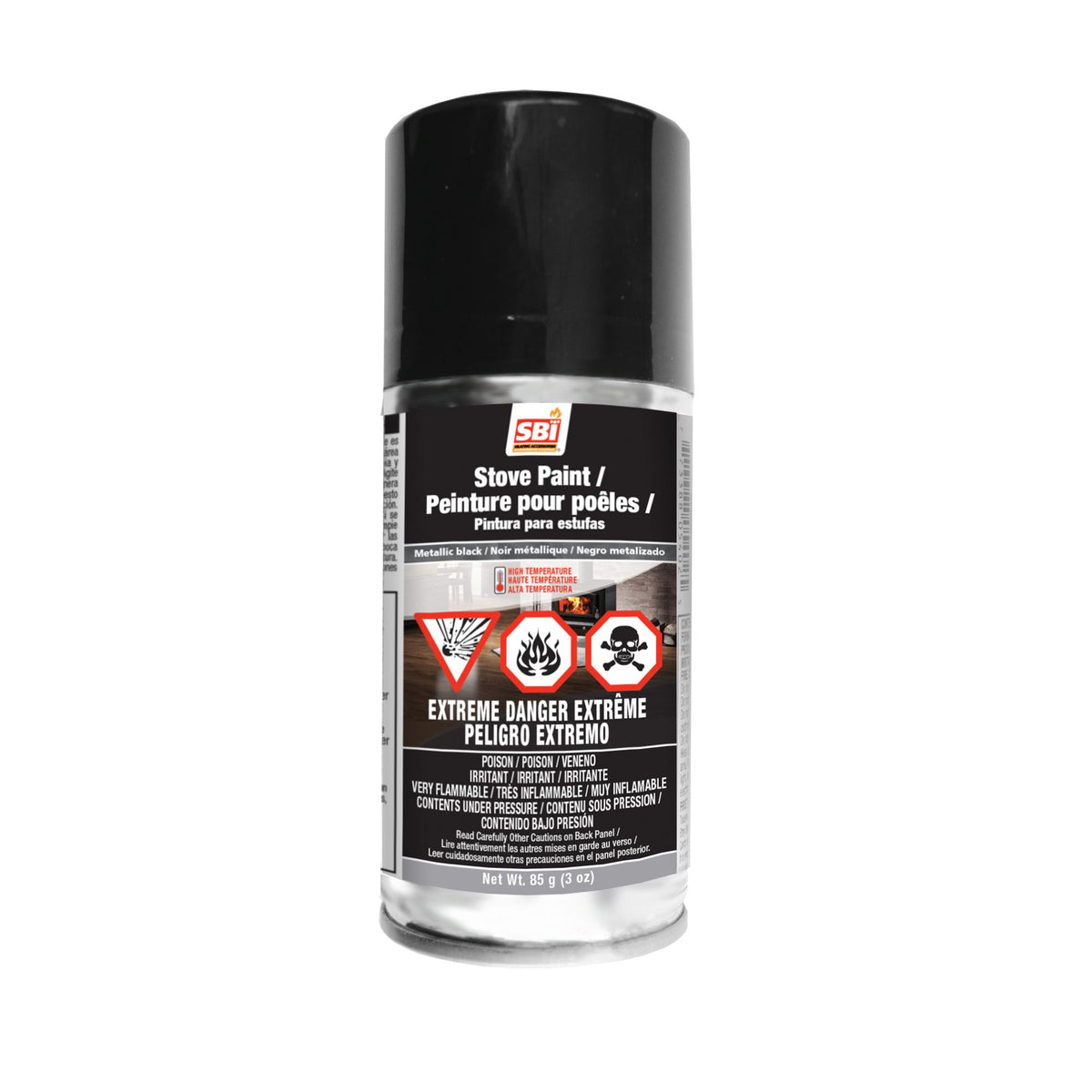 Metallic Black High-Temp Stove Paint (3 oz Aerosol) — can view