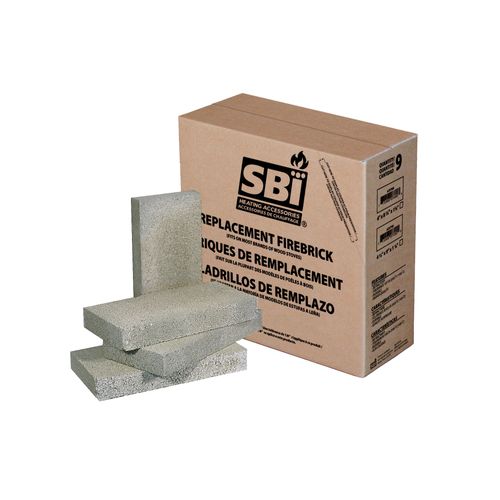 Stack of nine 4 x 8 inch refractory firebricks