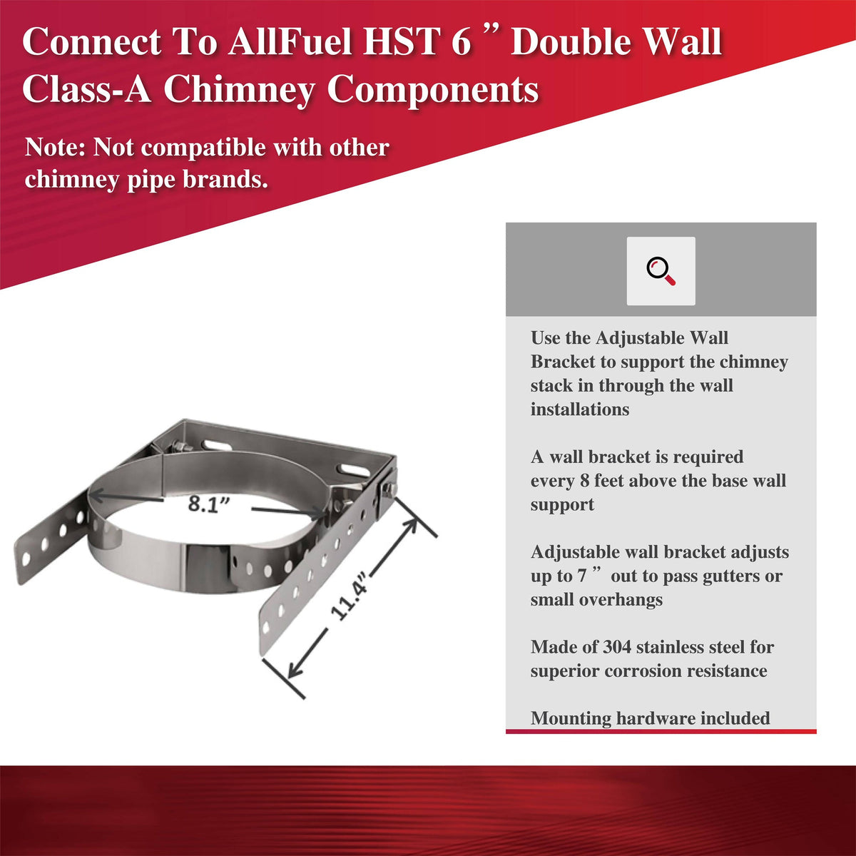 Adjustable Wall Bracket 6" — AllFuel HST
