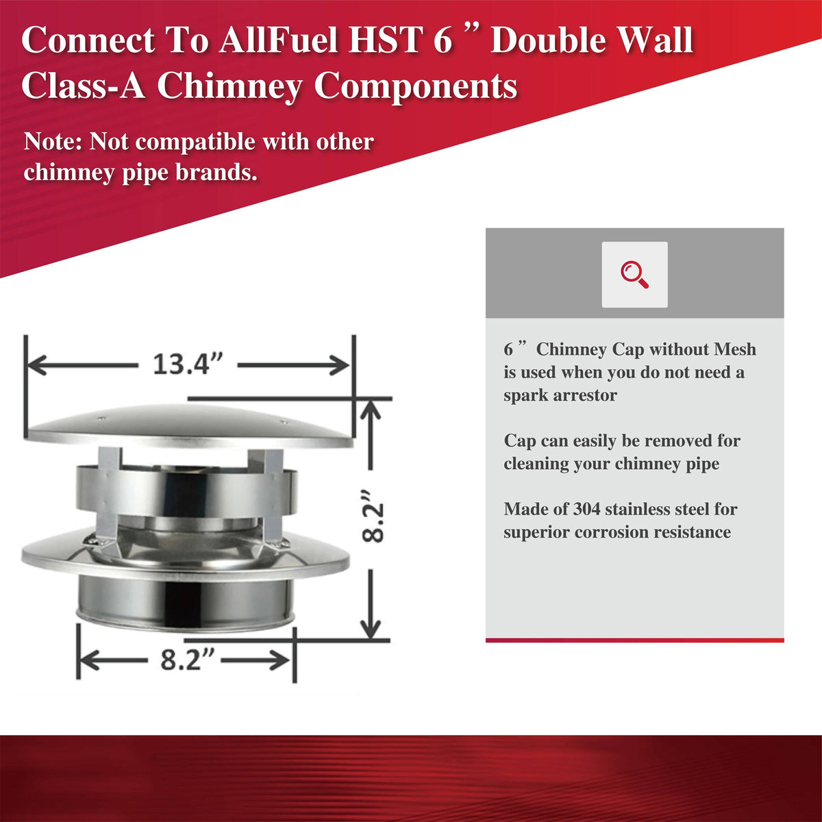 Chimney Cap 6" — AllFuel HST — flat top