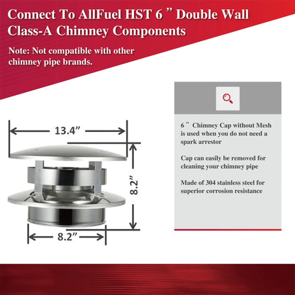 Chimney Cap 6" — AllFuel HST — flat top