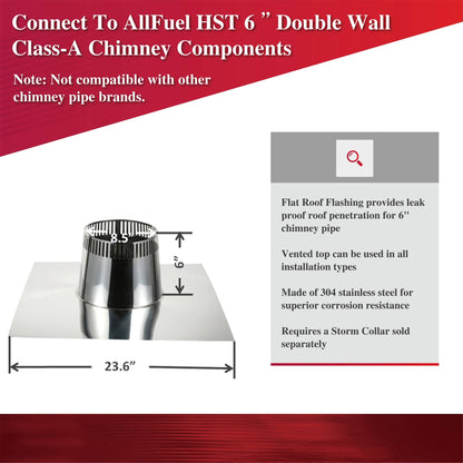 Roof Flashing 6" — AllFuel HST — flat roof