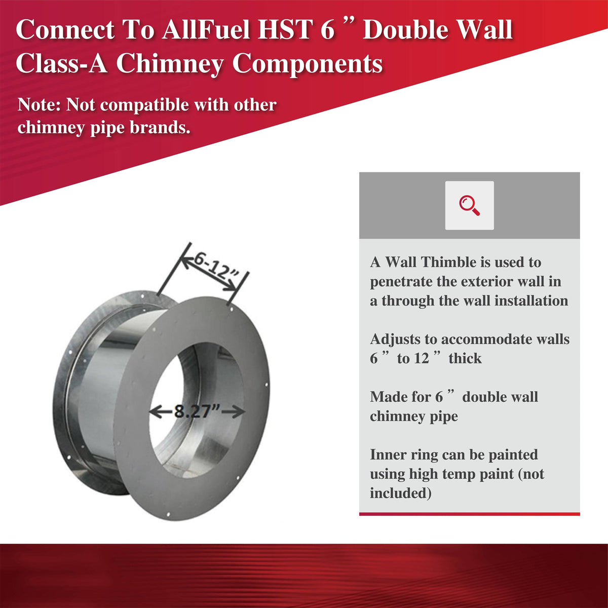 AllFuel HST 6" Class A chimney wall thimble