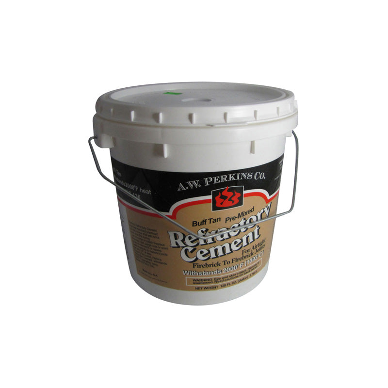 A.W. Perkins premixed buff refractory cement, case of two 1-gallon tubs (#251)