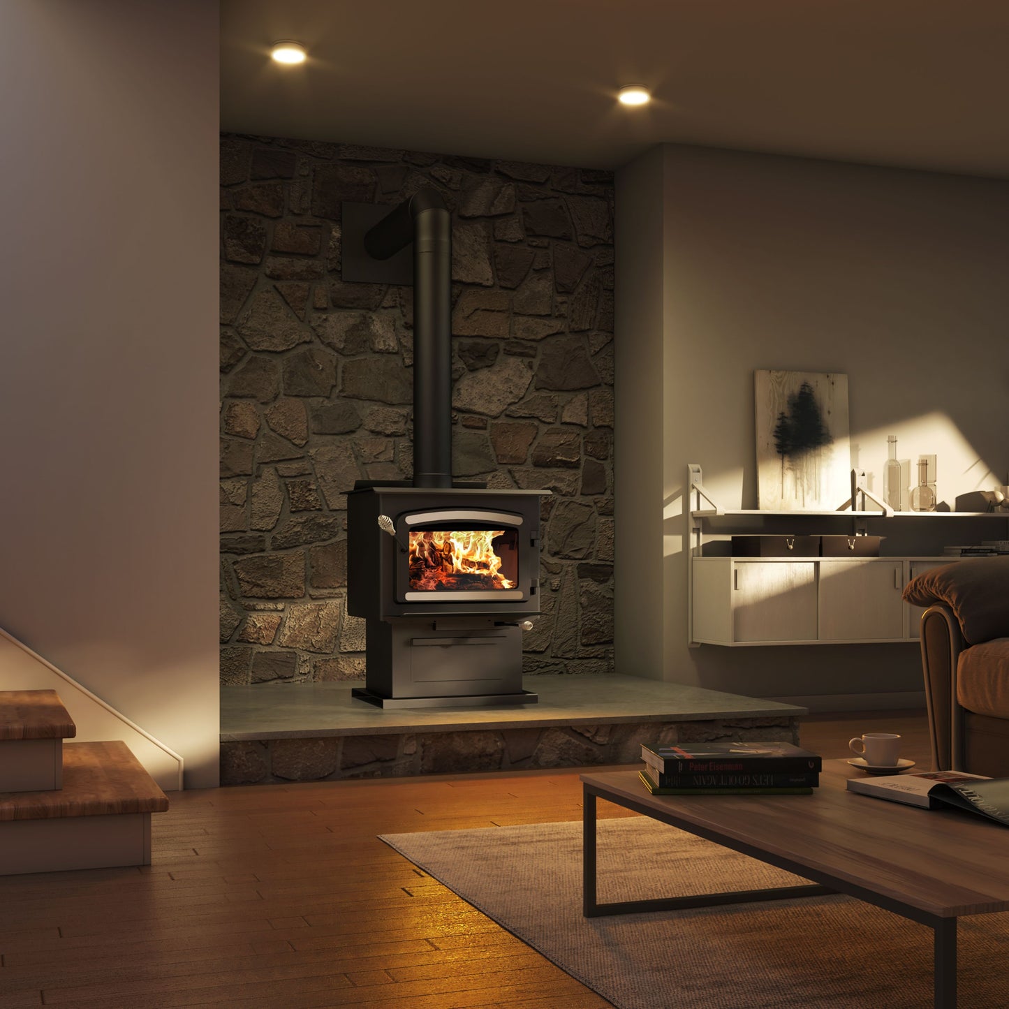 Drolet Heritage Wood Stove lifestyle/detail