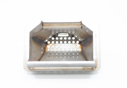 ComfortBilt large stainless steel burn pot, view of air holes