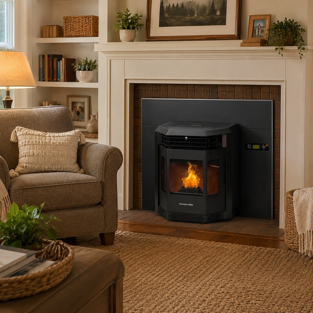 ComfortBilt HP22i pellet stove — living room lifestyle 2