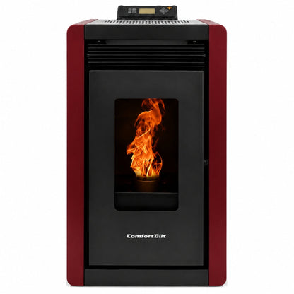 ComfortBilt Alpine HP40 pellet stove – Burgundy, front view