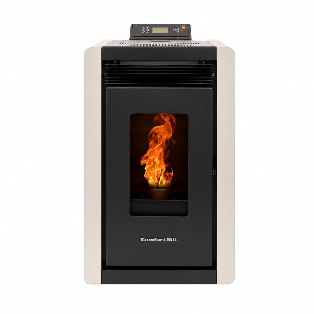 ComfortBilt Alpine HP40 pellet stove – White, front view