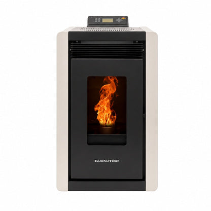 ComfortBilt Alpine HP40 pellet stove – White, front view