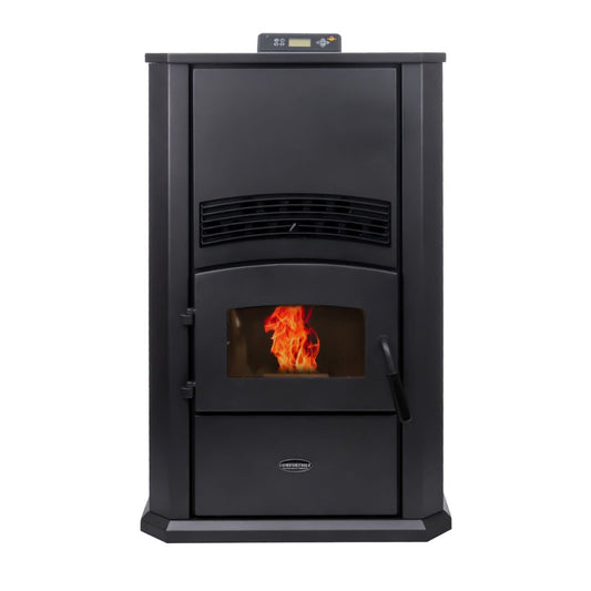 ComfortBilt Alpine HP42 pellet stove – Black, front view