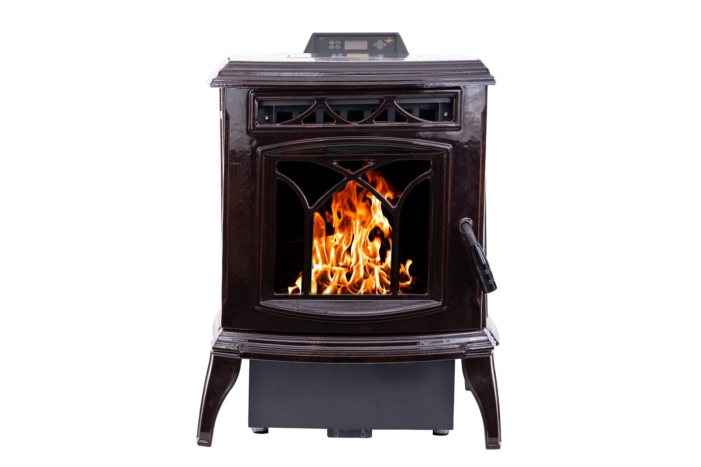 ComfortBilt HP75C pellet stove in Brown — with flame
