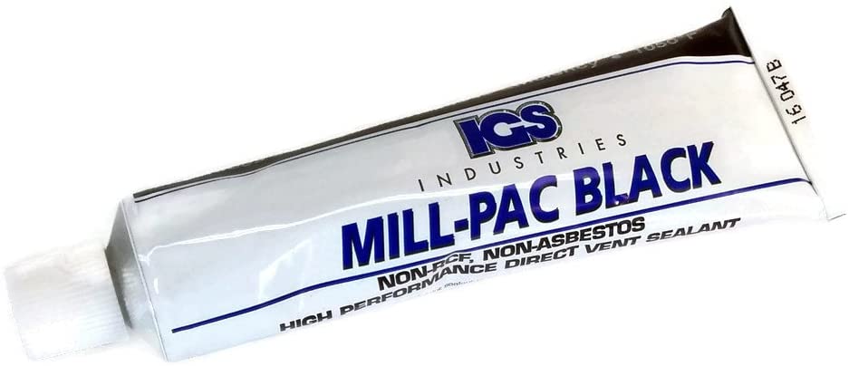 Mill-Pac black high temp sealant 90 ml tube for pellet stove vent joints