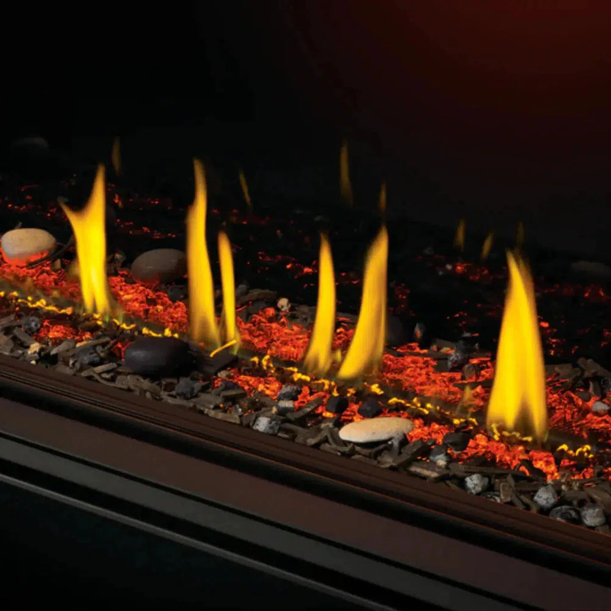 Napoleon Woodland media enhancement kit in a burning fireplace (WLK series)