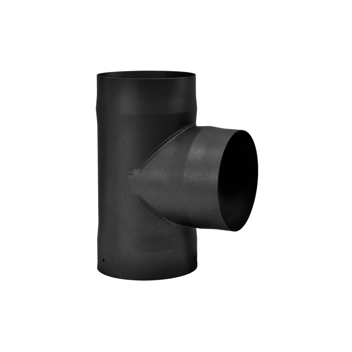 Drolet SP00110 tee with cap, 6 inch single-wall black stove pipe