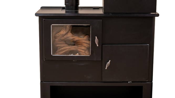 ComfortBilt GAP2020 gravity-fed pellet stove, angled view
