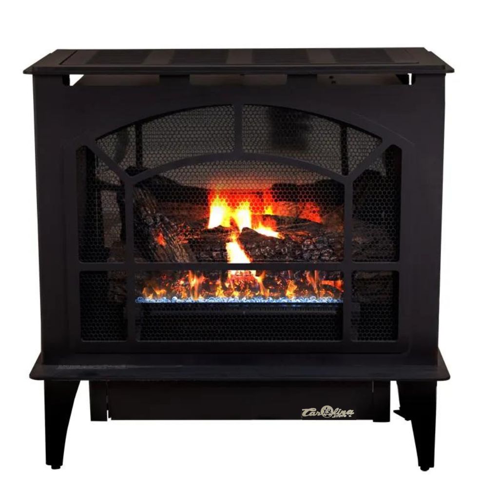 Buck Stove Townsend II vent-free gas stove in black, front view
