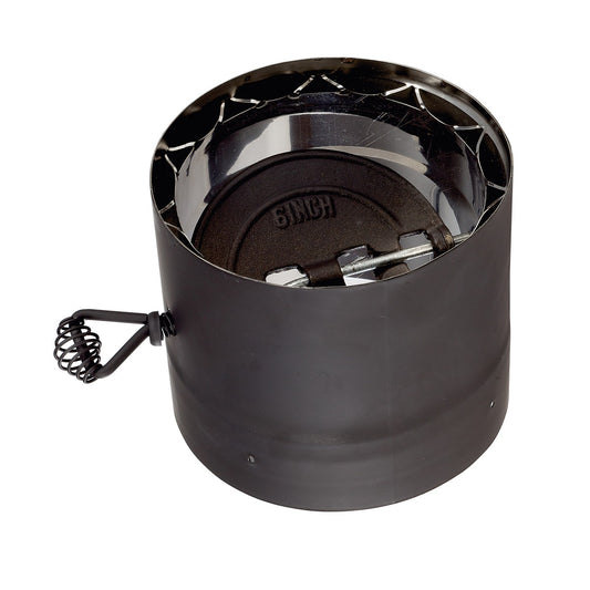 Vortex VOD0190 6 inch double-wall black stove pipe section with damper