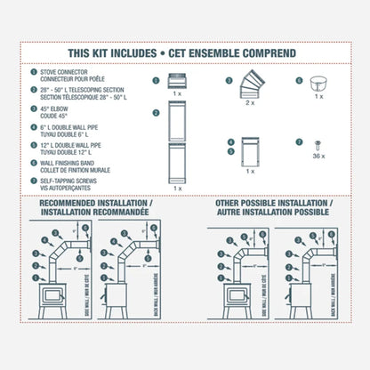 6 inch double wall to-the-wall kit includes diagram