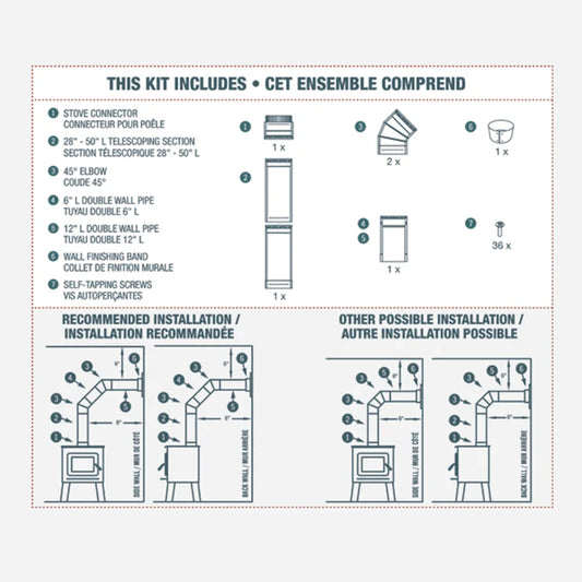 6 inch double wall to-the-wall kit includes diagram